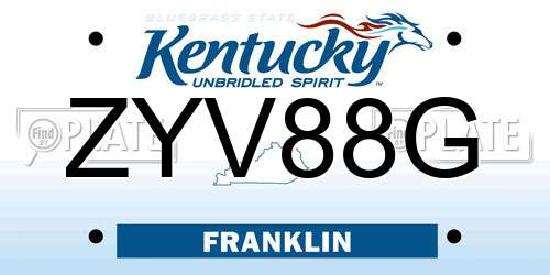ZYV88G Kentucky License Plate