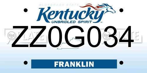 ZZ0G034 Kentucky License Plate