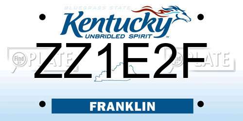 ZZ1E2F Kentucky License Plate