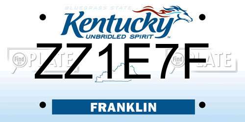 ZZ1E7F Kentucky License Plate