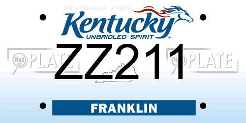 ZZ211 Kentucky License Plate