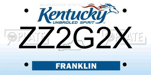 ZZ2G2X Kentucky License Plate