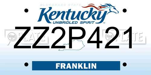 ZZ2P421 Kentucky License Plate