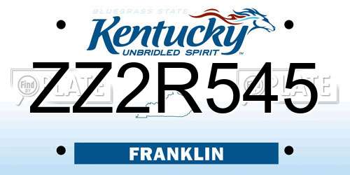 ZZ2R545 Kentucky License Plate