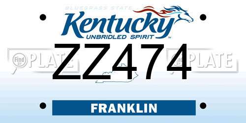 ZZ474 Kentucky License Plate