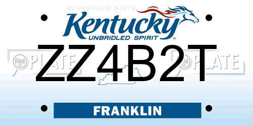ZZ4B2T Kentucky License Plate