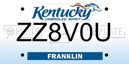 ZZ8V0U Kentucky License Plate