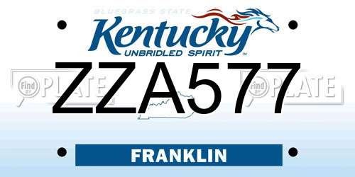 ZZA577 Kentucky License Plate