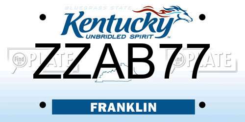 ZZAB77 Kentucky License Plate