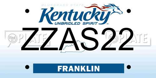 ZZAS22 Kentucky License Plate