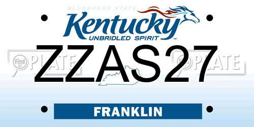 ZZAS27 Kentucky License Plate