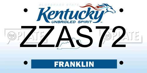 ZZAS72 Kentucky License Plate