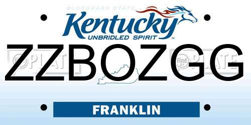 ZZBOZGG Kentucky License Plate