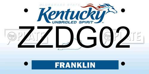 ZZDG02 Kentucky License Plate