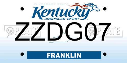 ZZDG07 Kentucky License Plate