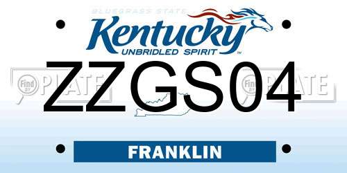 ZZGS04 Kentucky License Plate