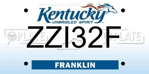 ZZI32F Kentucky License Plate