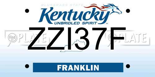ZZI37F Kentucky License Plate