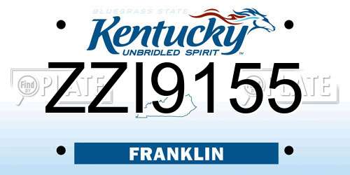 ZZI9155 Kentucky License Plate