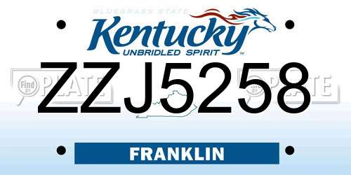ZZJ5258 Kentucky License Plate