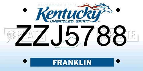 ZZJ5788 Kentucky License Plate