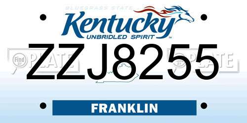 ZZJ8255 Kentucky License Plate