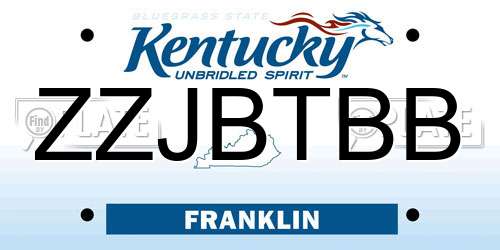 ZZJBTBB Kentucky License Plate