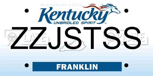 ZZJSTSS Kentucky License Plate