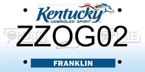ZZOG02 Kentucky License Plate