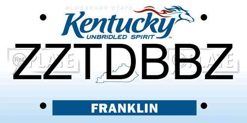 ZZTDBBZ Kentucky License Plate