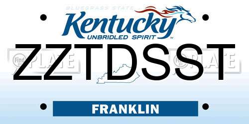ZZTDSST Kentucky License Plate