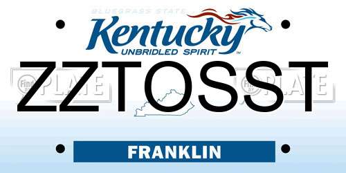 ZZTOSST Kentucky License Plate