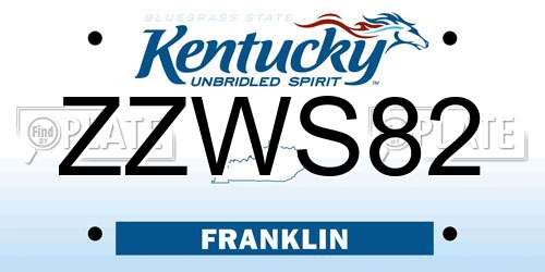ZZWS82 Kentucky License Plate
