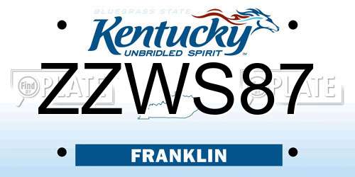 ZZWS87 Kentucky License Plate