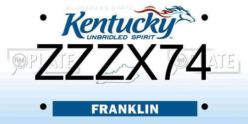 ZZZX74 Kentucky License Plate