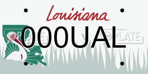 000UAL Louisiana License Plate
