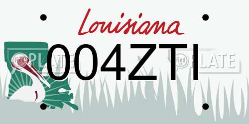 004ZTI Louisiana License Plate