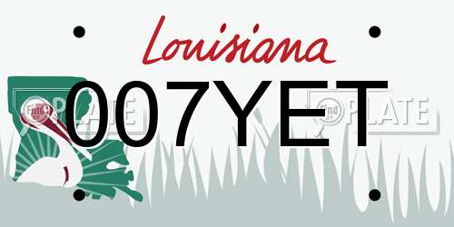 007YET Louisiana License Plate