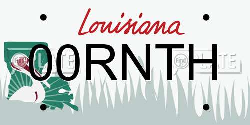 00RNTH Louisiana License Plate