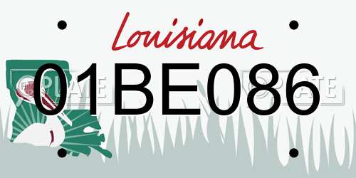 01BE086 Louisiana License Plate