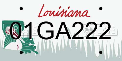 01GA222 Louisiana License Plate