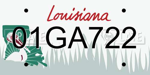 01GA722 Louisiana License Plate