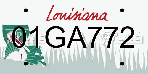 01GA772 Louisiana License Plate