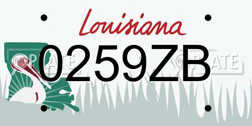 0259ZB Louisiana License Plate