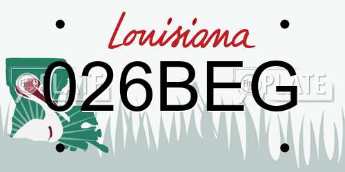 026BEG Louisiana License Plate