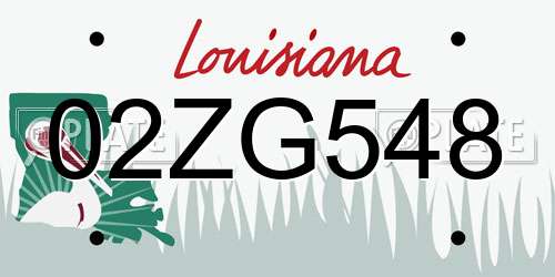02ZG548 Louisiana License Plate