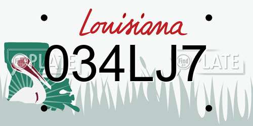 034LJ7 Louisiana License Plate
