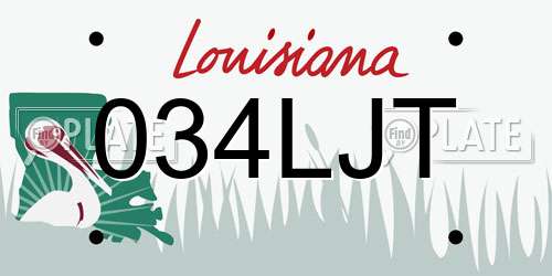 034LJT Louisiana License Plate