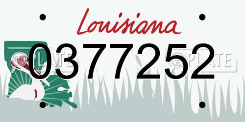 0377252 Louisiana License Plate