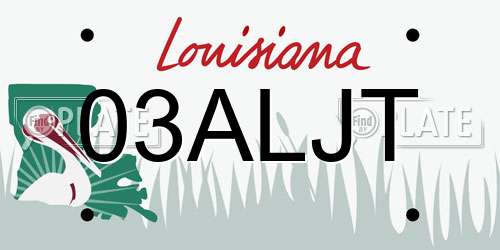 03ALJT Louisiana License Plate
